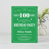 Invitation pour les 100 ans Vert et Blanc (Debout devant)