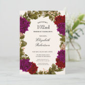 Invitation pour les 102 ans avec une bordure flora (Debout devant)