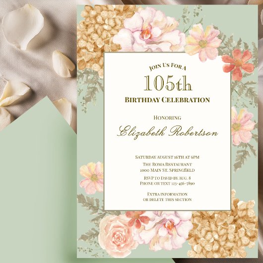 Invitation pour les 105 ans avec couleurs d'automn