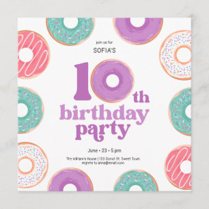 Invitation pour les 10 ans de Donut Party Girl