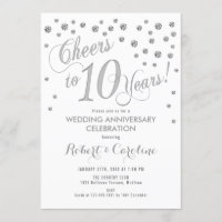 Invitation pour les 10 ans de mariage - Argent Bla