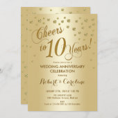 Invitation pour les 10 ans de mariage en or (Devant / Derrière)