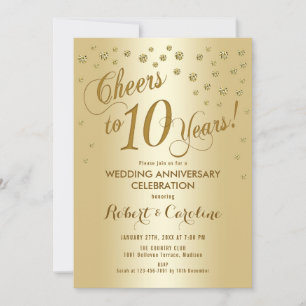 Invitation pour les 10 ans de mariage en or
