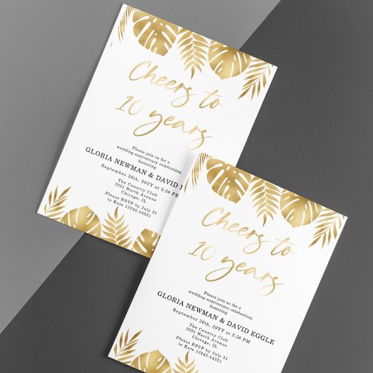 Invitation pour les 10 ans de mariage en or
