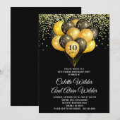 Invitation pour les 10 ans de mariage en or et noi (Devant / Derrière)