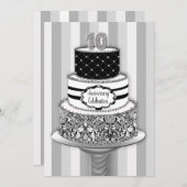 Invitation pour les 10 ans de mariage, gâteau à 3 (Devant / Derrière)