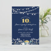 Invitation pour les 10 ans de mariage Navy & Or (Debout devant)