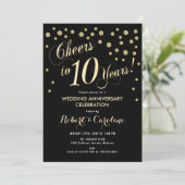Invitation pour les 10 ans de mariage - Noir & Or (Debout devant)