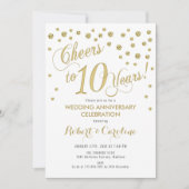 Invitation pour les 10 ans de mariage - Or & Blanc (Devant)