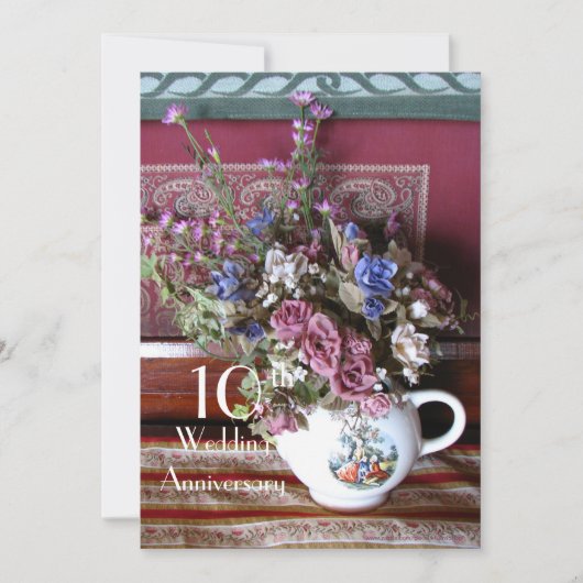 Invitation pour les 10 ans de mariage Théière vint (Devant)