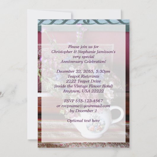 Invitation pour les 10 ans de mariage Théière vint (Dos)