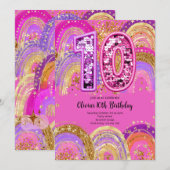 Invitation pour les 10 ans d'une fille (Devant / Derrière)