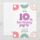 Invitation pour les 10 ans d'une fille - Thème Don (Devant / Derrière)