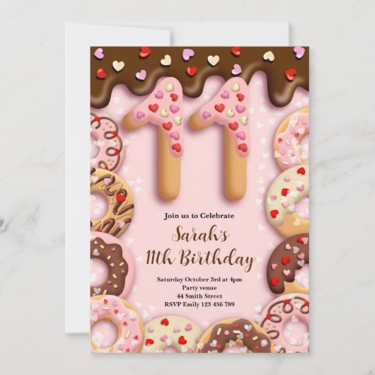 Invitation pour les 11 ans des filles (Devant)