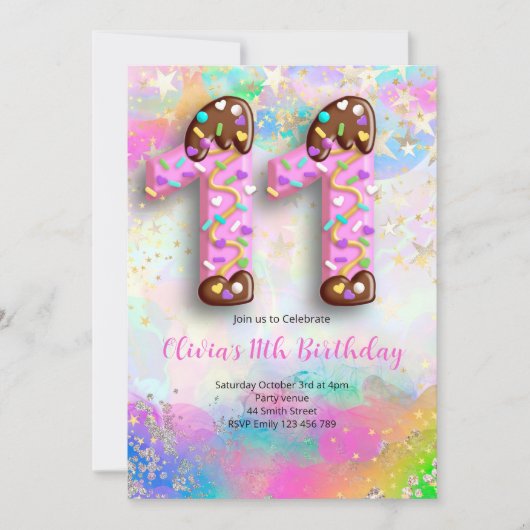Invitation pour les 11 ans des filles (Devant)