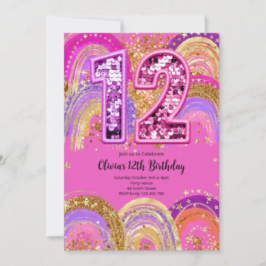 Invitation pour les 12 ans des filles (Devant)