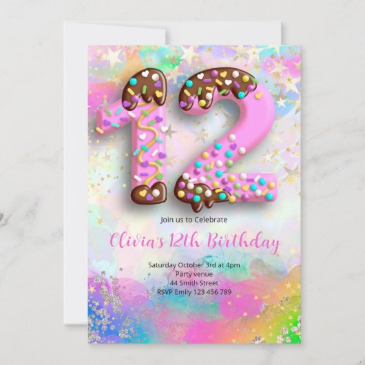 Invitation pour les 12 ans des filles (Devant)