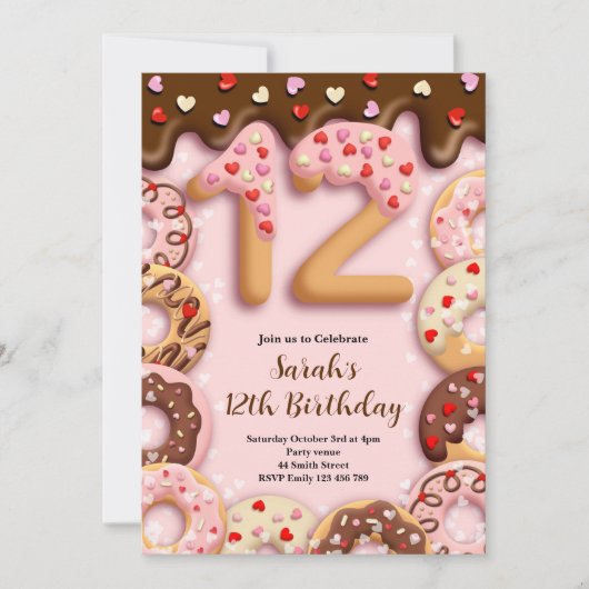 Invitation pour les 12 ans des filles (Devant)