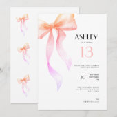 Invitation pour les 13 ans Arc Rose pour Filles (Devant / Derrière)