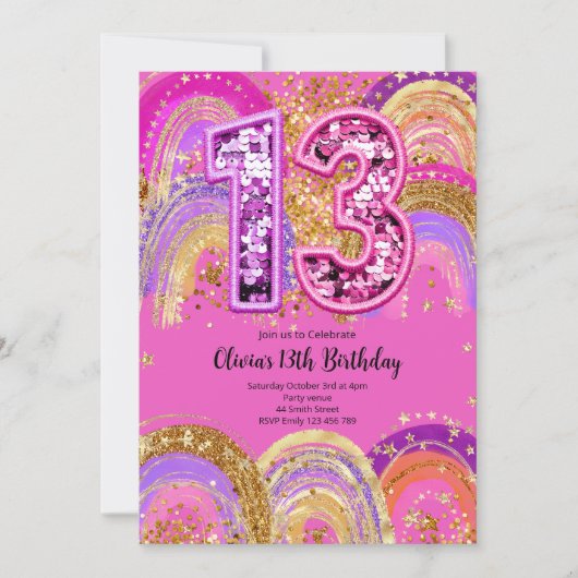 Invitation pour les 13 ans des filles (Devant)