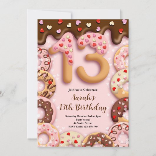 Invitation pour les 13 ans des filles (Devant)
