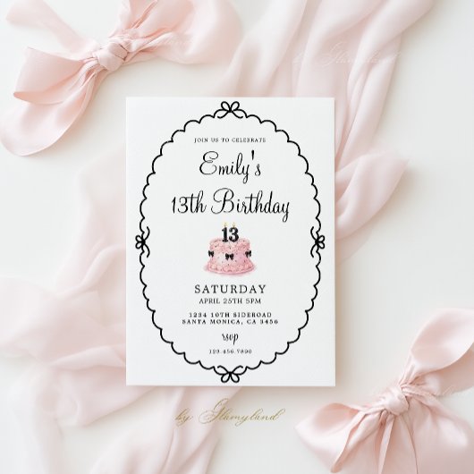 Invitation pour les 13 ans d'une fille