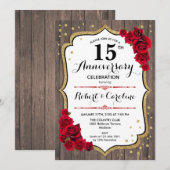 Invitation pour les 15 ans - Bois Or Rouge (Devant / Derrière)
