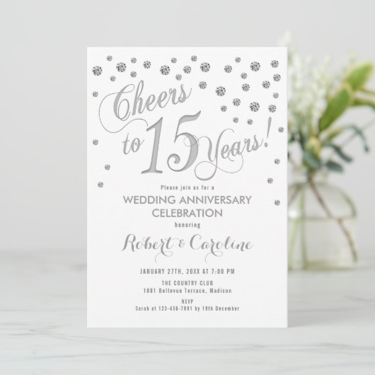 Invitation pour les 15 ans de mariage - Argent Bla (Debout devant)
