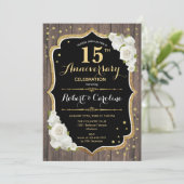 Invitation pour les 15 ans de mariage - Bois rusti (Debout devant)
