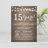Invitation pour les 15 ans de mariage en bois rust (Debout devant)