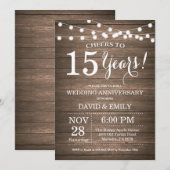 Invitation pour les 15 ans de mariage en bois rust (Devant / Derrière)
