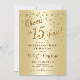 Invitation pour les 15 ans de mariage en or