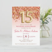 Invitation pour les 15 ans de mariage en or et bor (Debout devant)