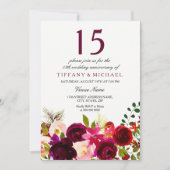 Invitation pour les 15 ans de mariage Fleurs de Bo (Devant)