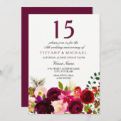 Invitation pour les 15 ans de mariage Fleurs de Bo (Devant / Derrière)