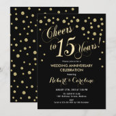 Invitation pour les 15 ans de mariage - Noir et or (Devant / Derrière)