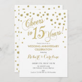 Invitation pour les 15 ans de mariage - Or & Blanc (Devant / Derrière)