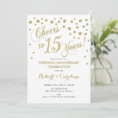Invitation pour les 15 ans de mariage - Or et Blan (Debout devant)