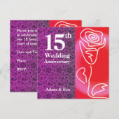 Invitation pour les 15 ans de mariage Rose (Devant / Derrière)