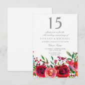 Invitation pour les 15 ans de mariage Ruby Red Ros (Devant / Derrière)