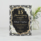 Invitation pour les 15 ans - Noir Blanc Or (Debout devant)