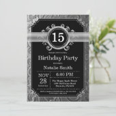 Invitation pour les 15 ans, paillettes noires et a (Debout devant)