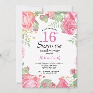 Invitation pour les 16 ans avec surprise florale b