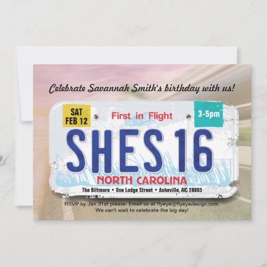 Invitation pour les 16 ans d'une fille - Permis de (Devant)