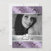 Invitation pour les 16 ans Fleur de Damas Violet A (Dos)