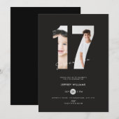 Invitation pour les 17 ans des garçons avec photo (Devant / Derrière)