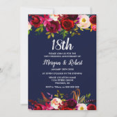 Invitation pour les 18 ans de mariage à fleurs ble (Devant)