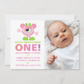 Invitation pour les 1 an de bébé fille petit monst (Devant)