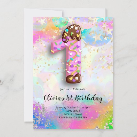 Invitation pour les 1 an des filles (Devant)
