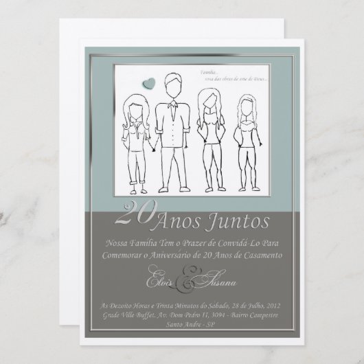 Invitation pour les 20 ans d'anniversaire de maria (Devant / Derrière)